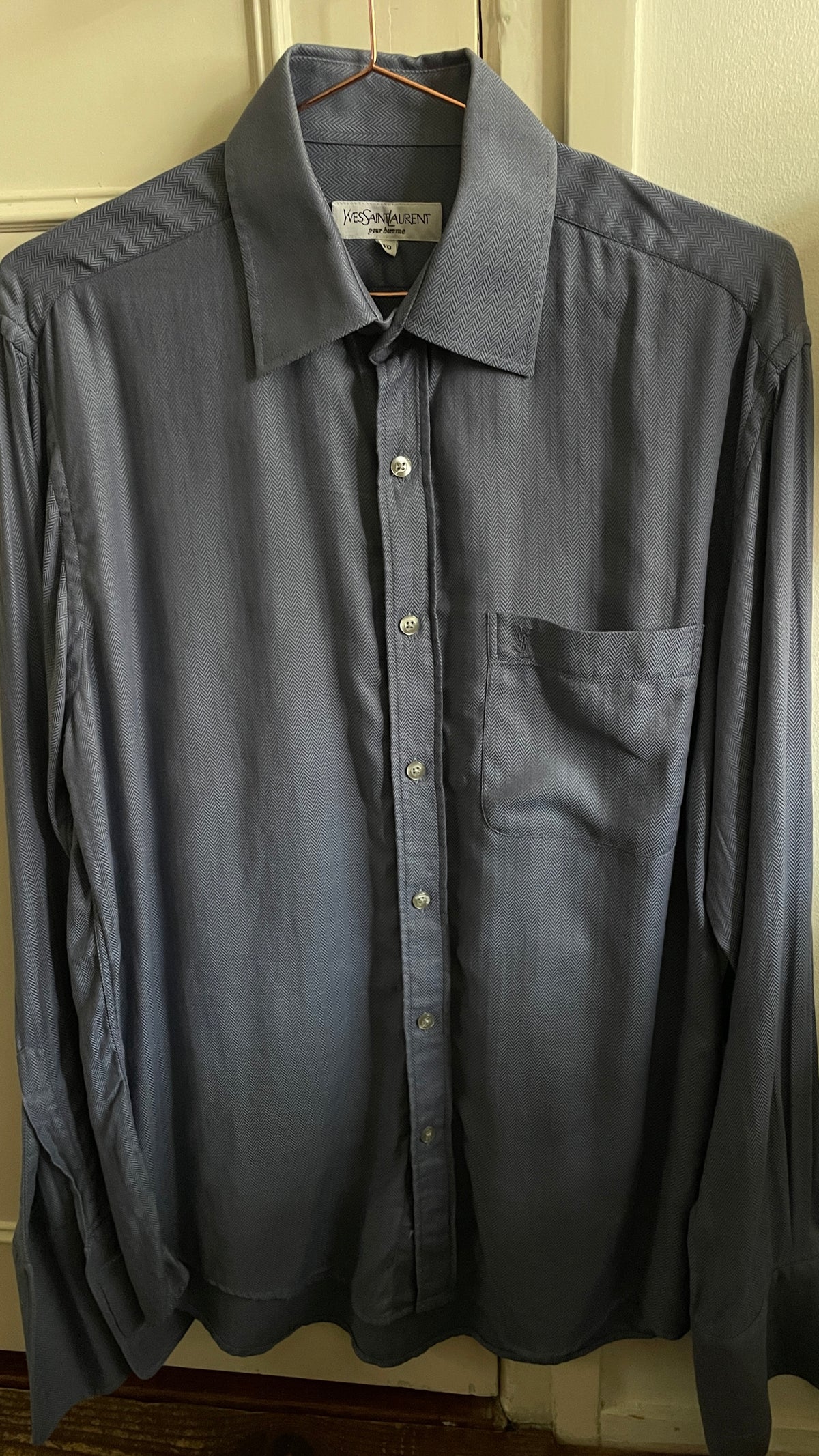 Yves Saint Laurent Vintage blouse Grijs Blauw
